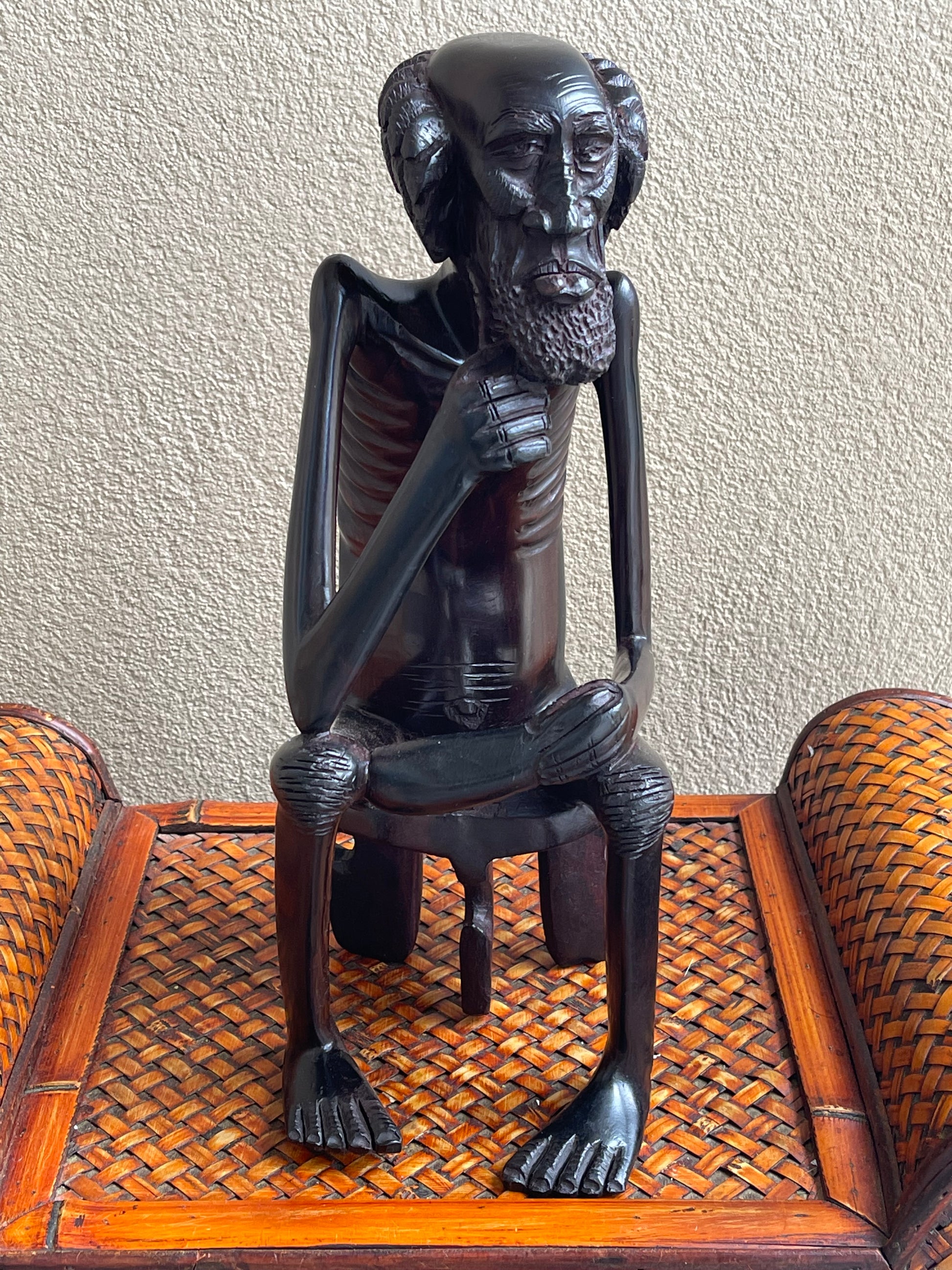 The Thinker Statue in Ebony Wood