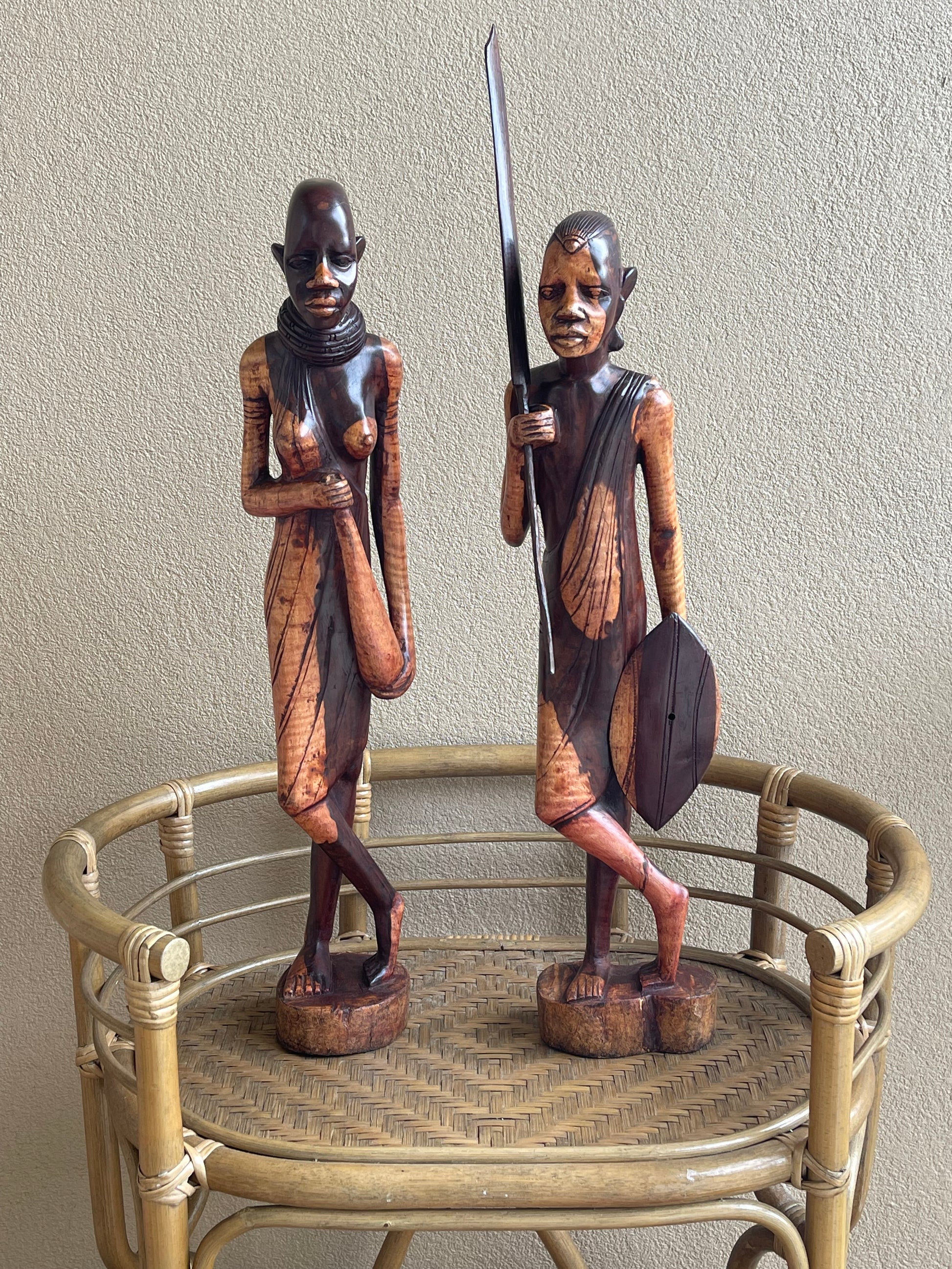 Maasai Man Statue in Ebony Wood