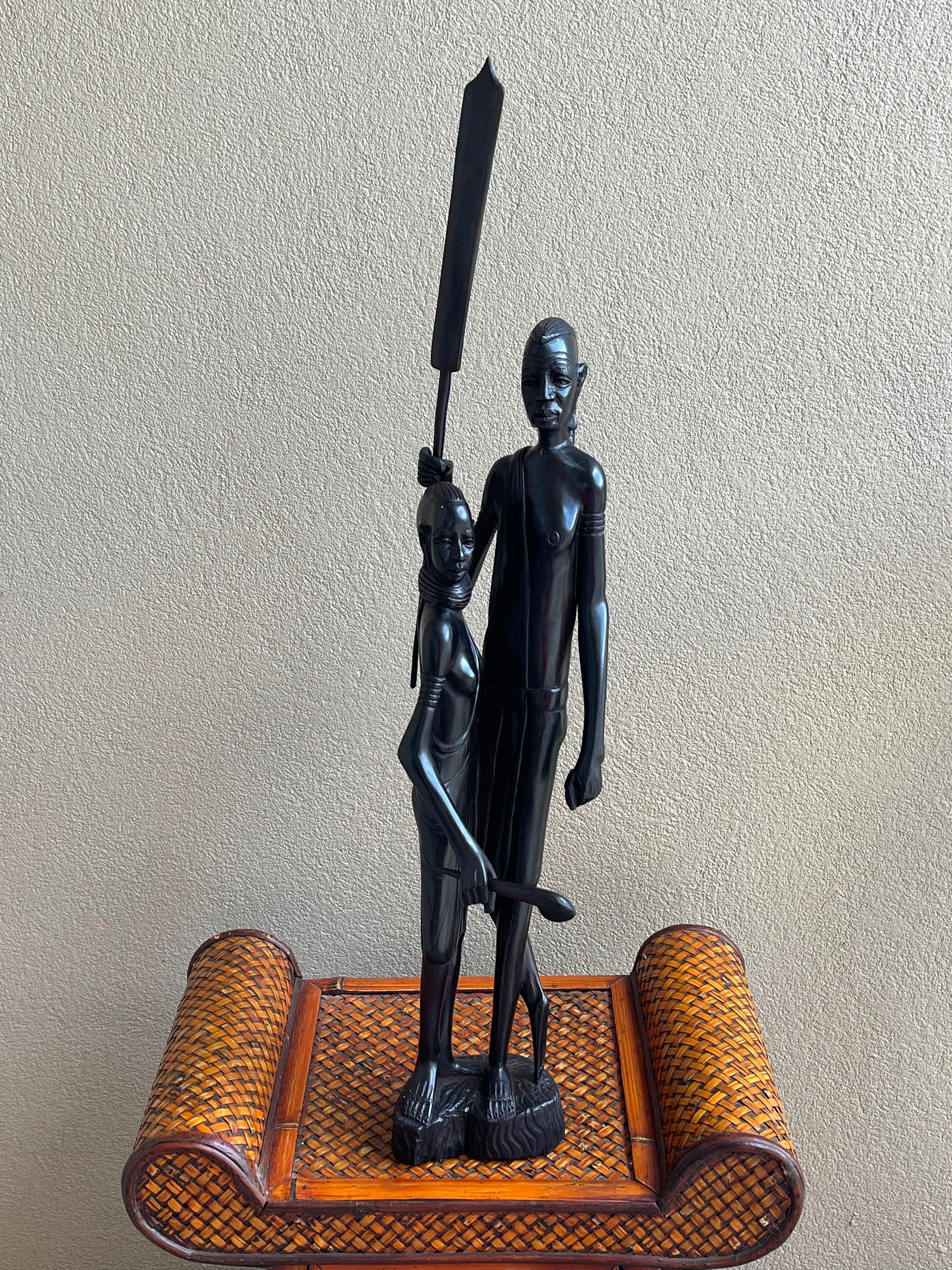 The Warrior Couple Statue in Ebony Wood