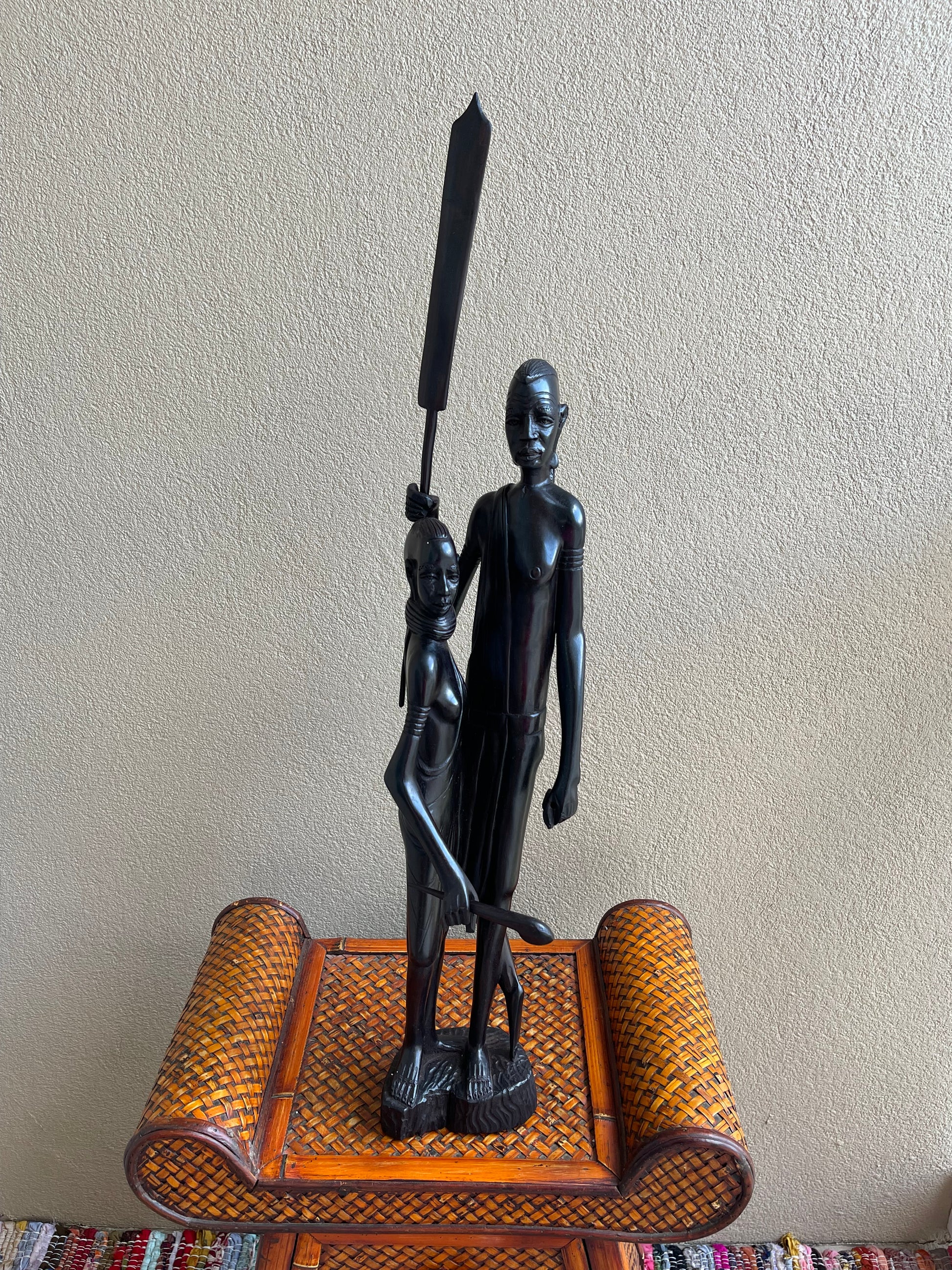 The Warrior Couple Statue in Ebony Wood