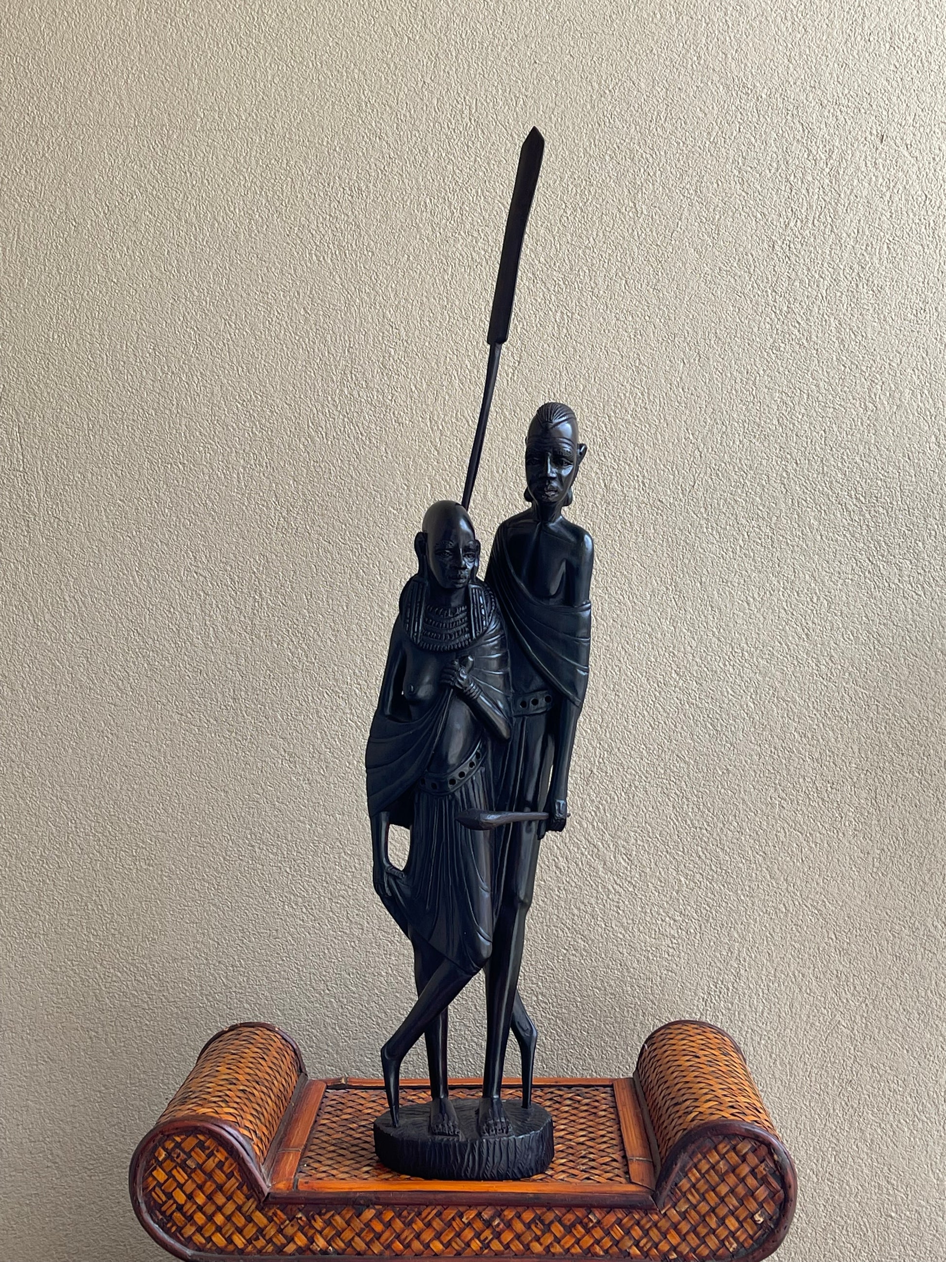 The Maasai Moran Protector Statue in Ebony Wood