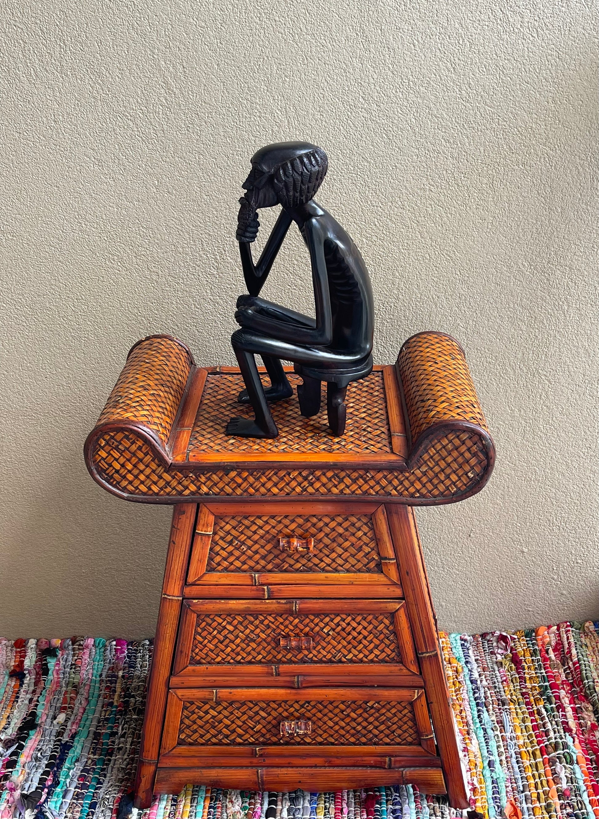 The Thinker Statue in Ebony Wood