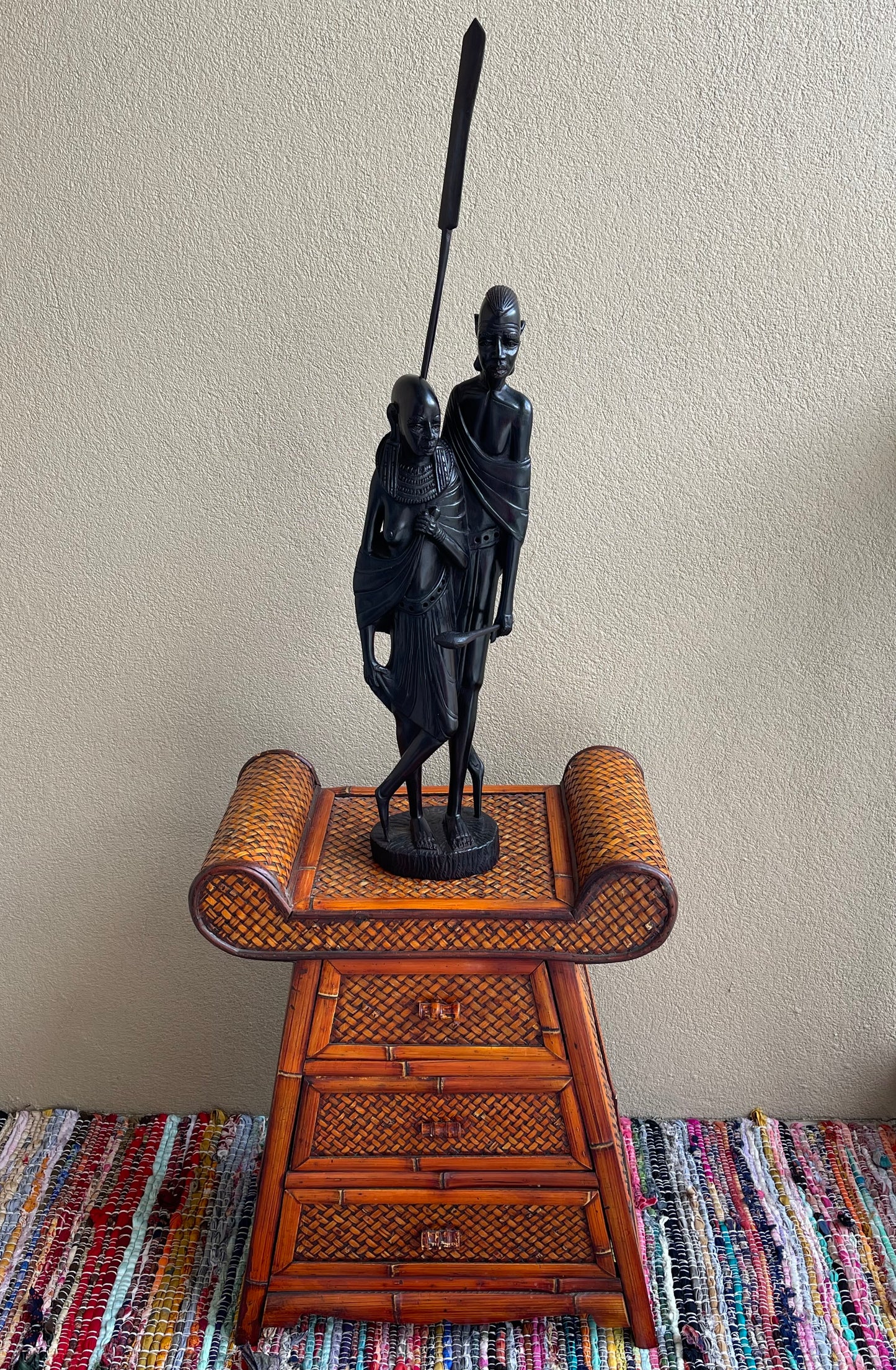 The Maasai Moran Protector Statue in Ebony Wood