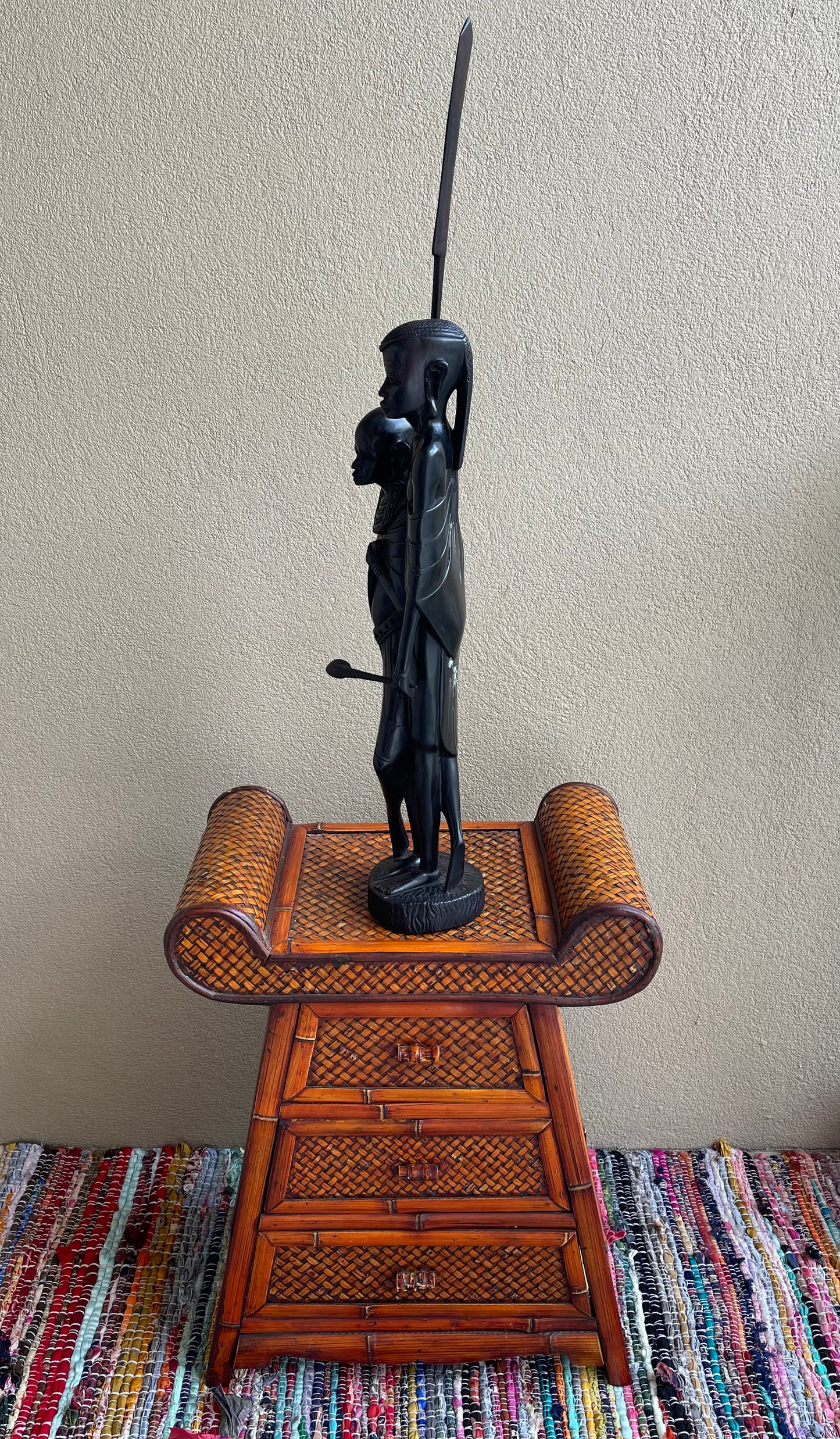 The Maasai Moran Protector Statue in Ebony Wood