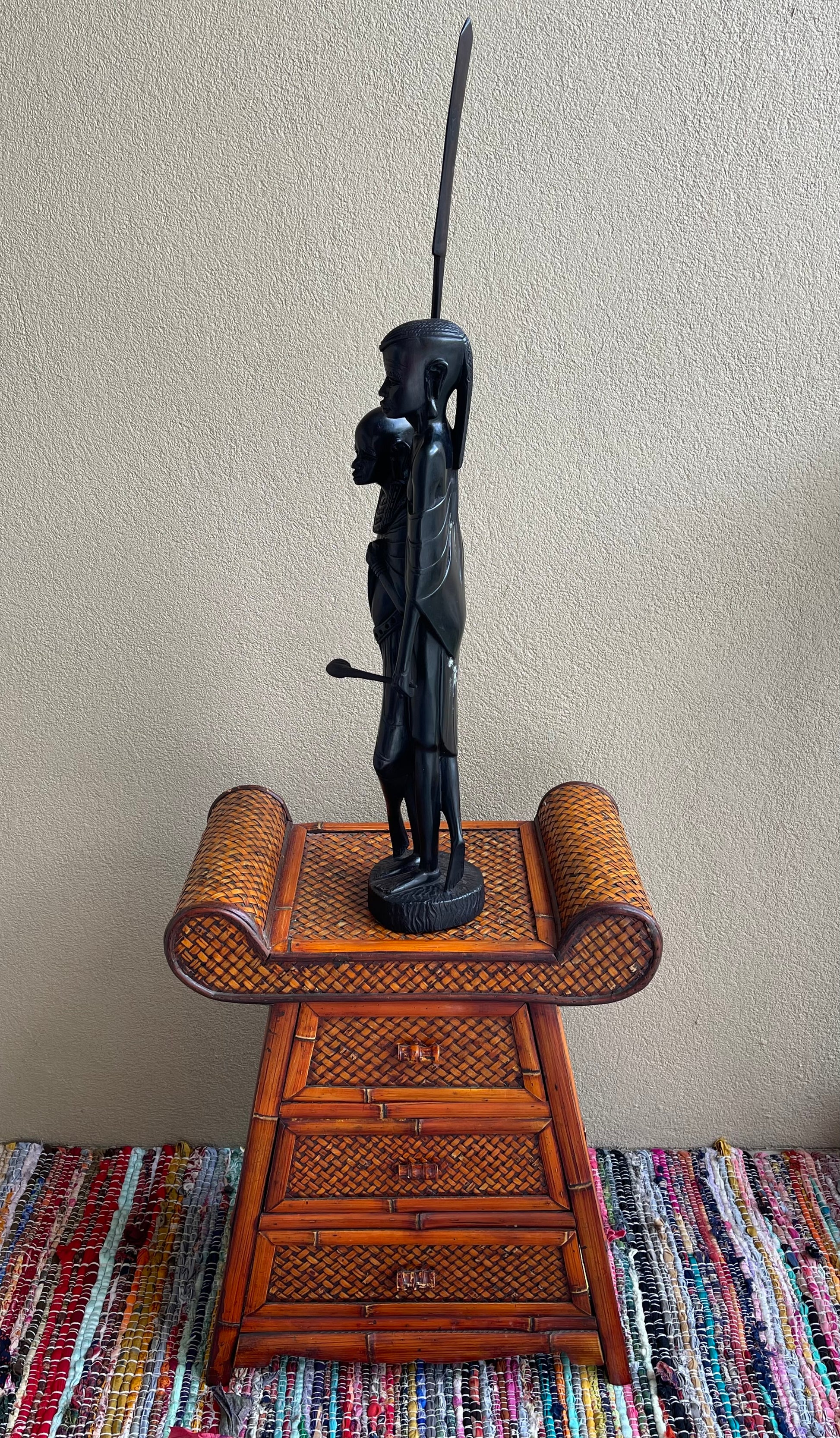 The Maasai Moran Protector Statue in Ebony Wood