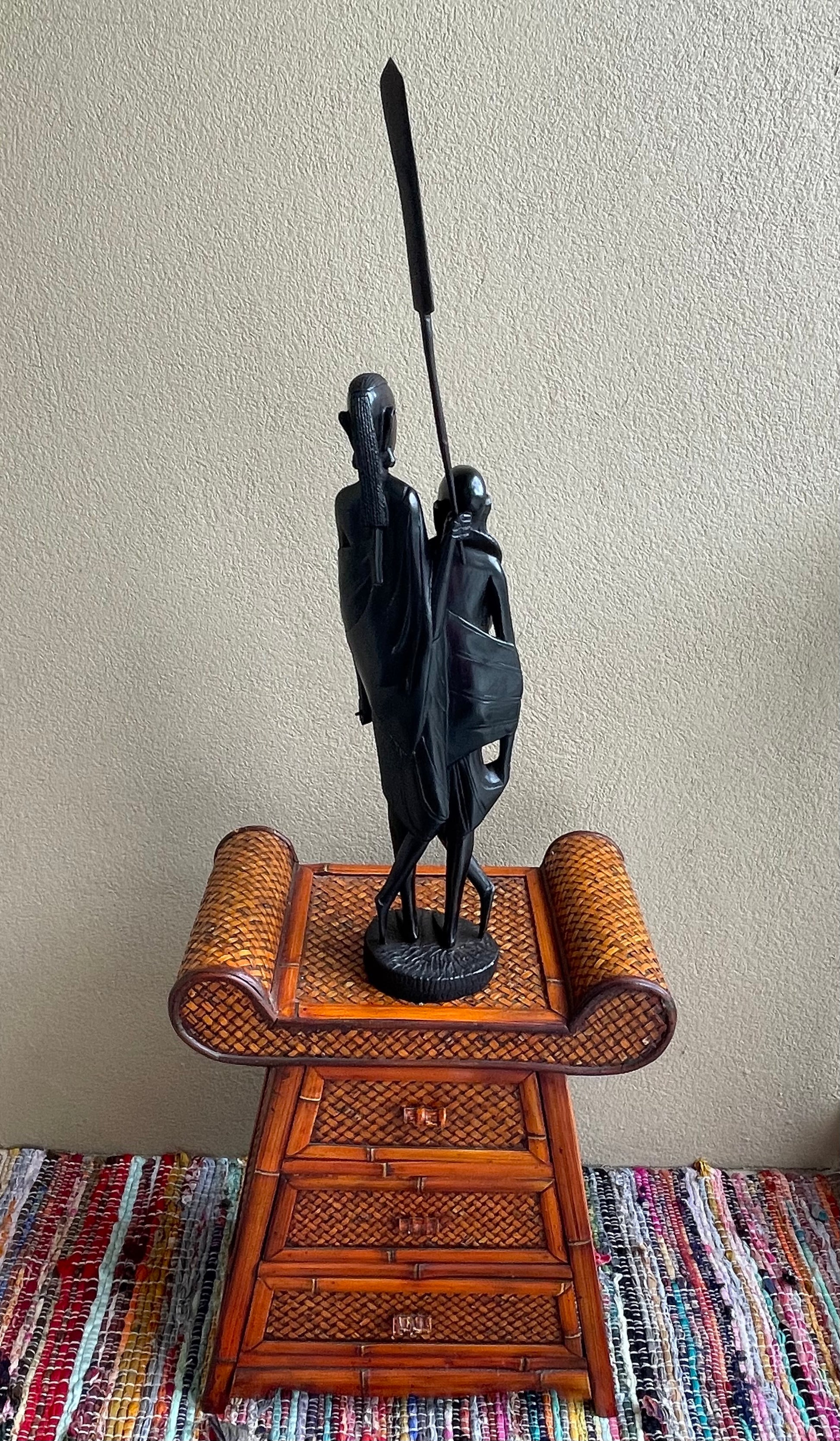 The Maasai Moran Protector Statue in Ebony Wood