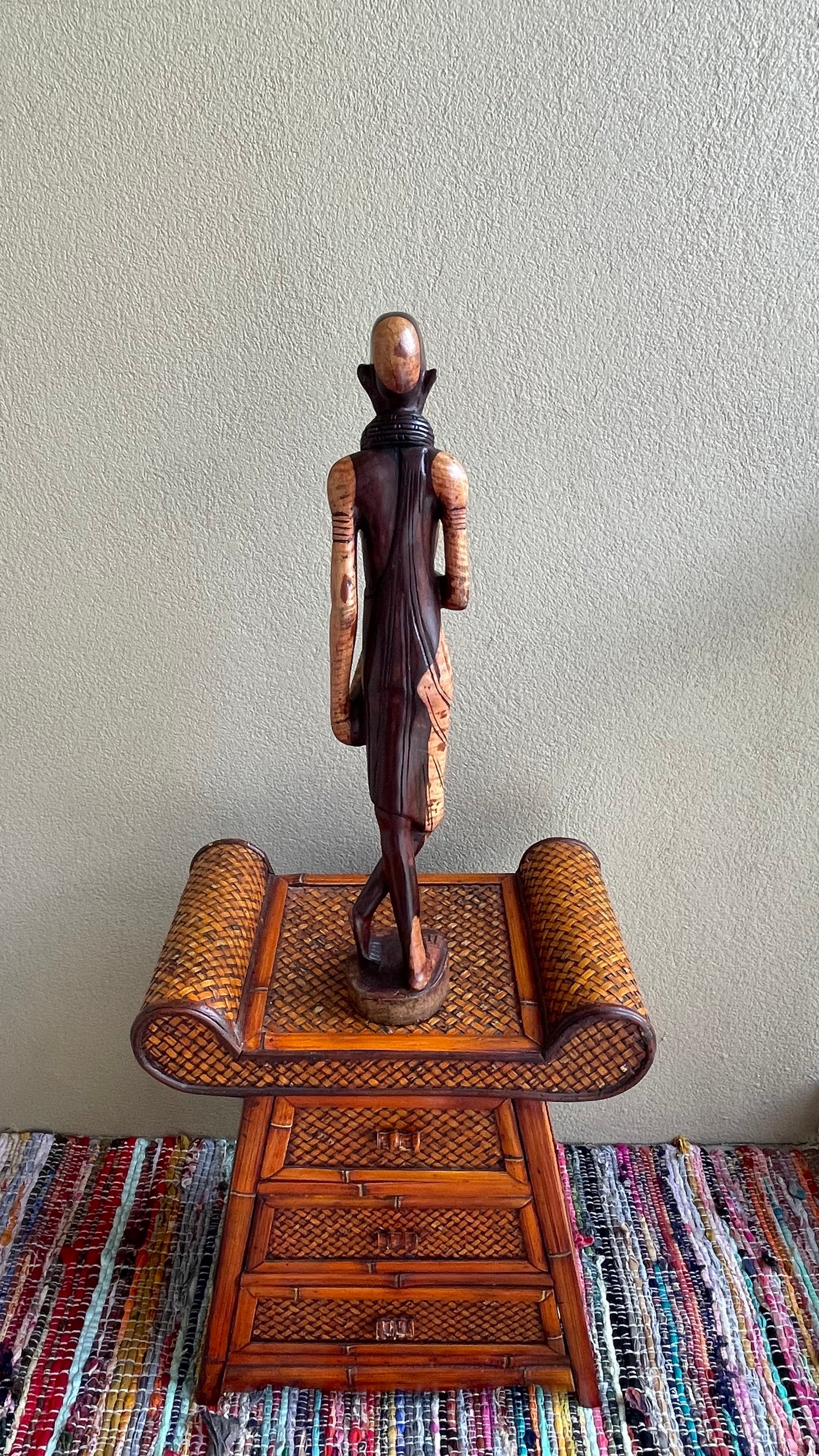 Maasai Woman Statue in Ebony Wood