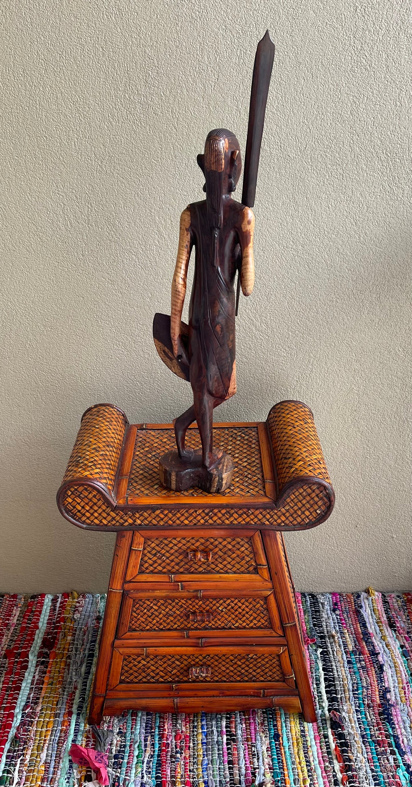 Maasai Man Statue in Ebony Wood