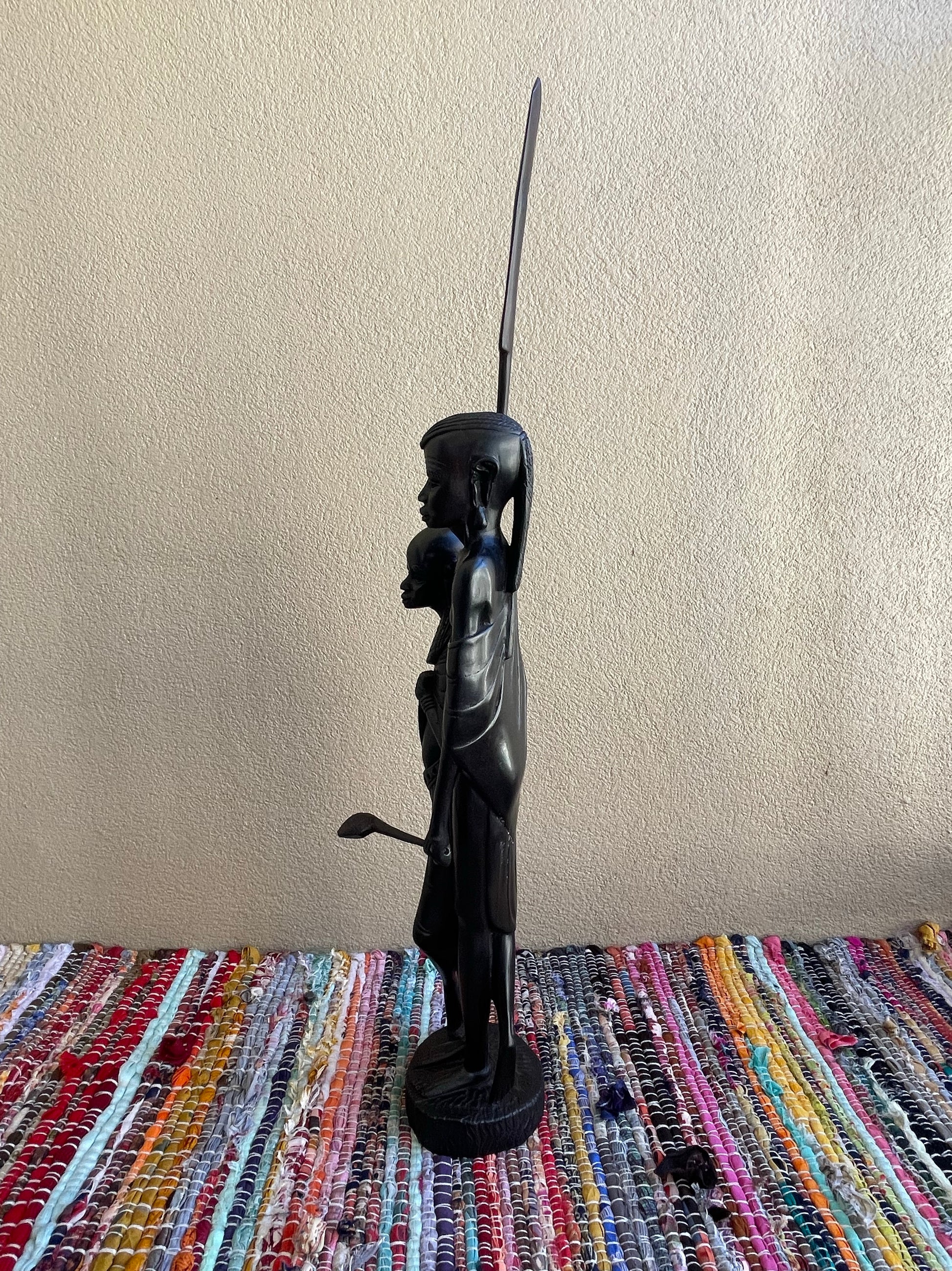 The Maasai Moran Protector Statue in Ebony Wood