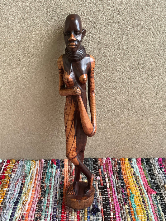 Maasai Woman Statue in Ebony Wood