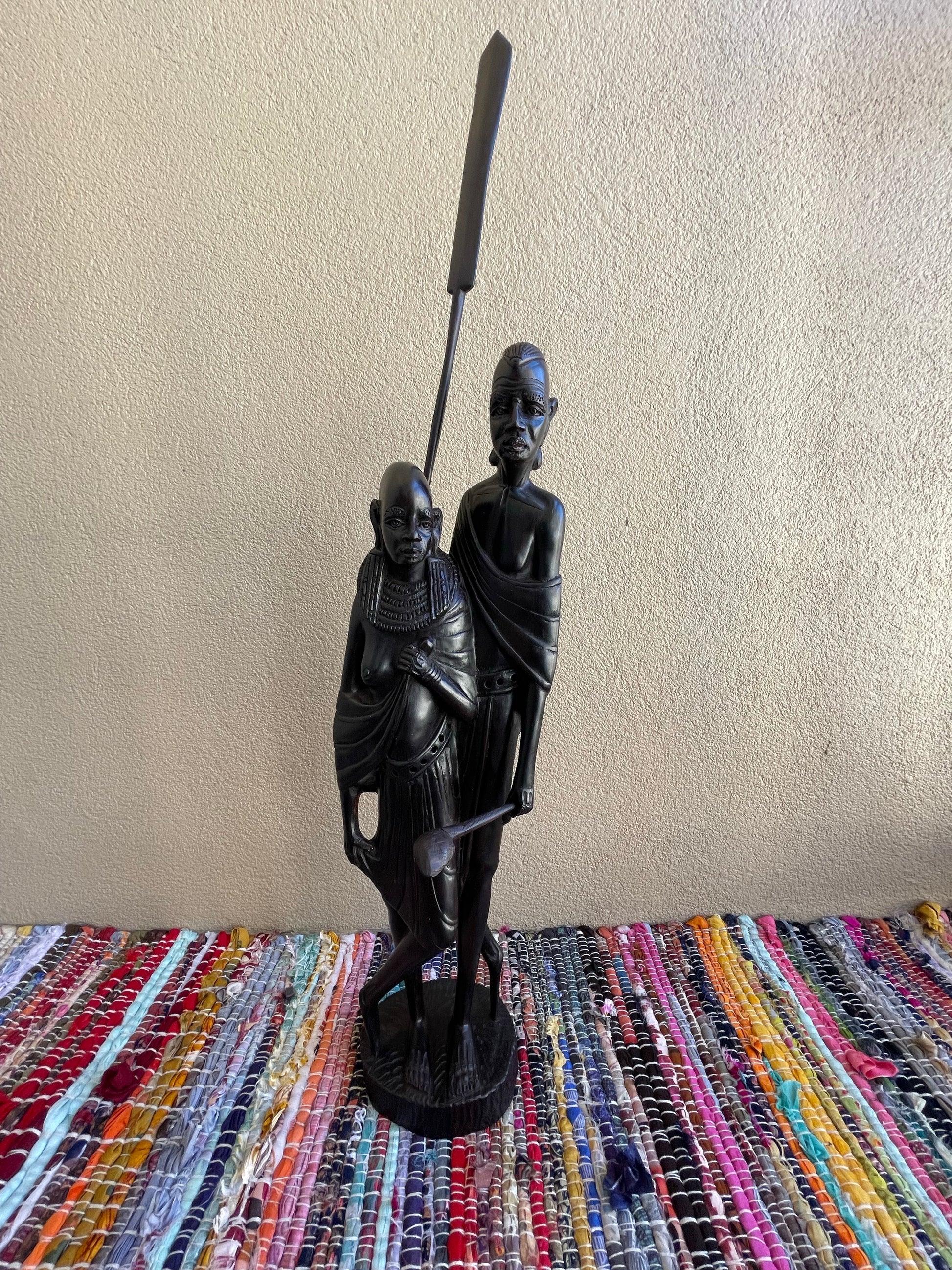 The Maasai Moran Protector Statue in Ebony Wood