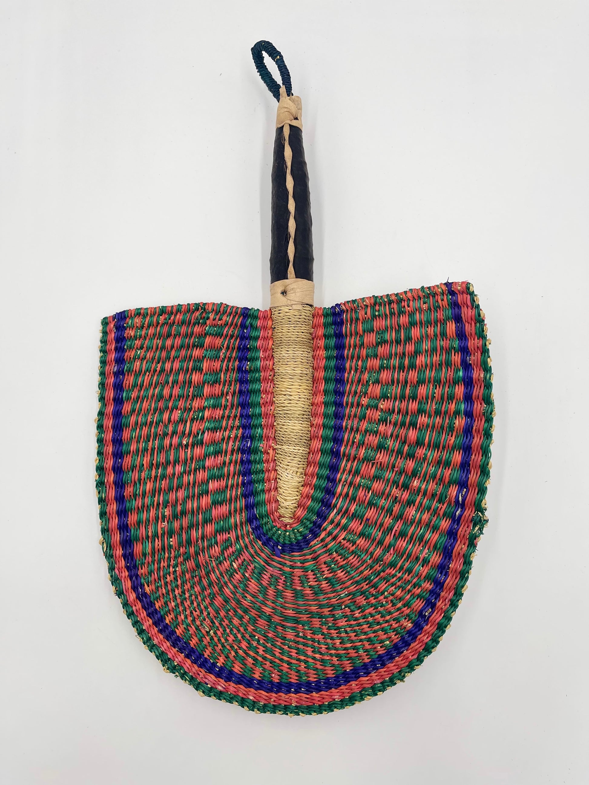 ORANGE GREEN WOVEN AFRICAN FAN