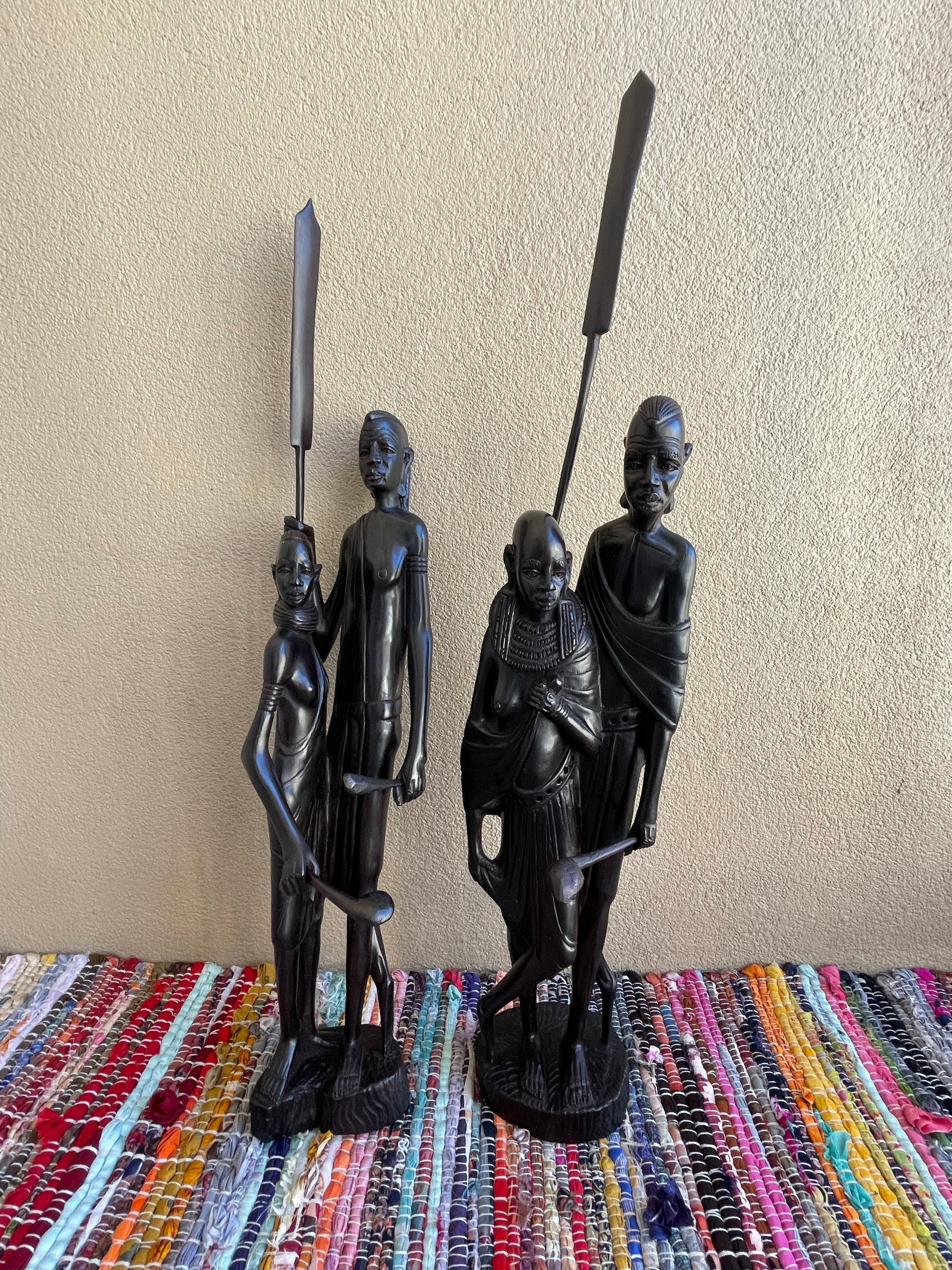 The Warrior Couple Statue in Ebony Wood