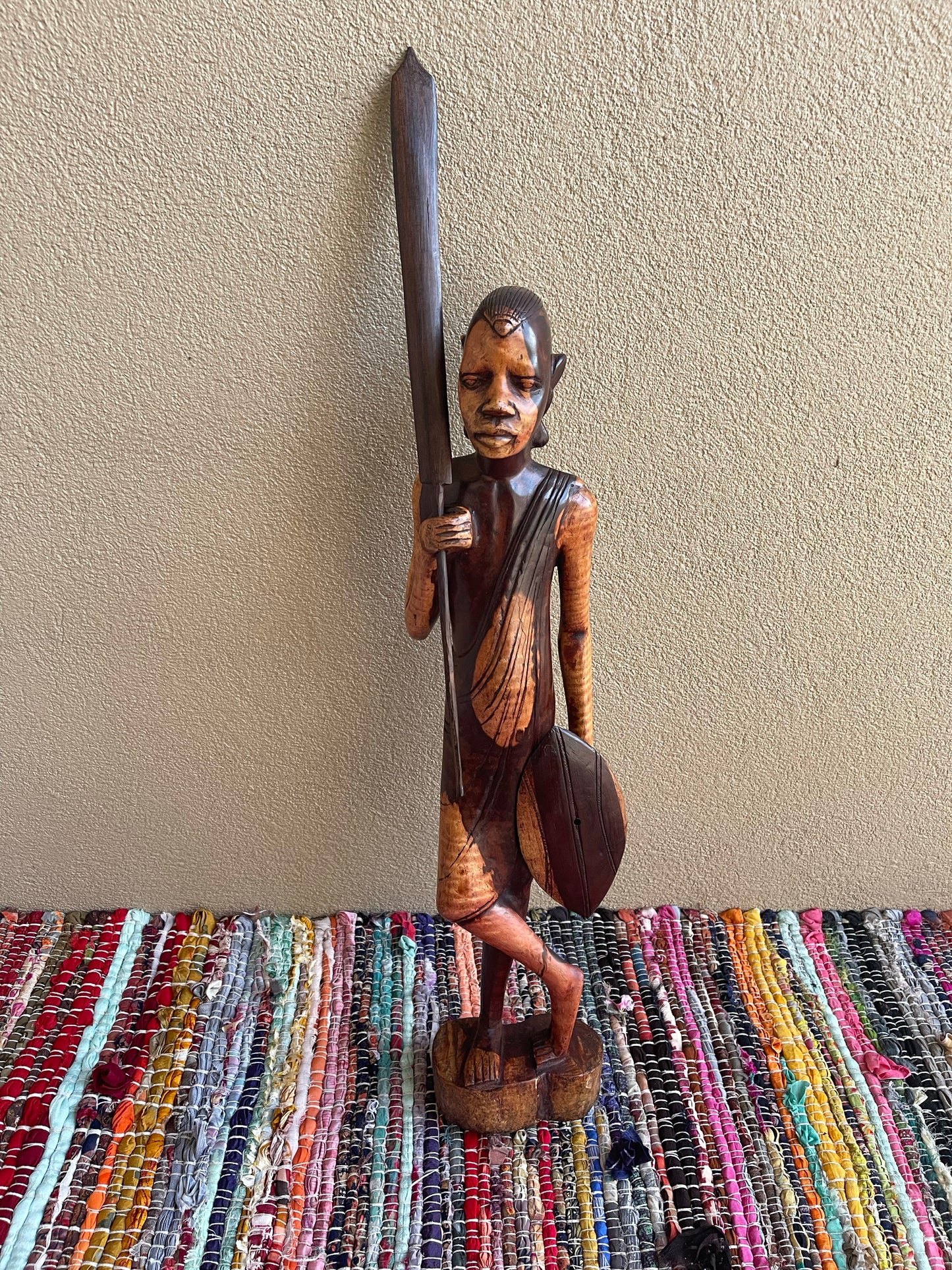 Maasai Man Statue in Ebony Wood