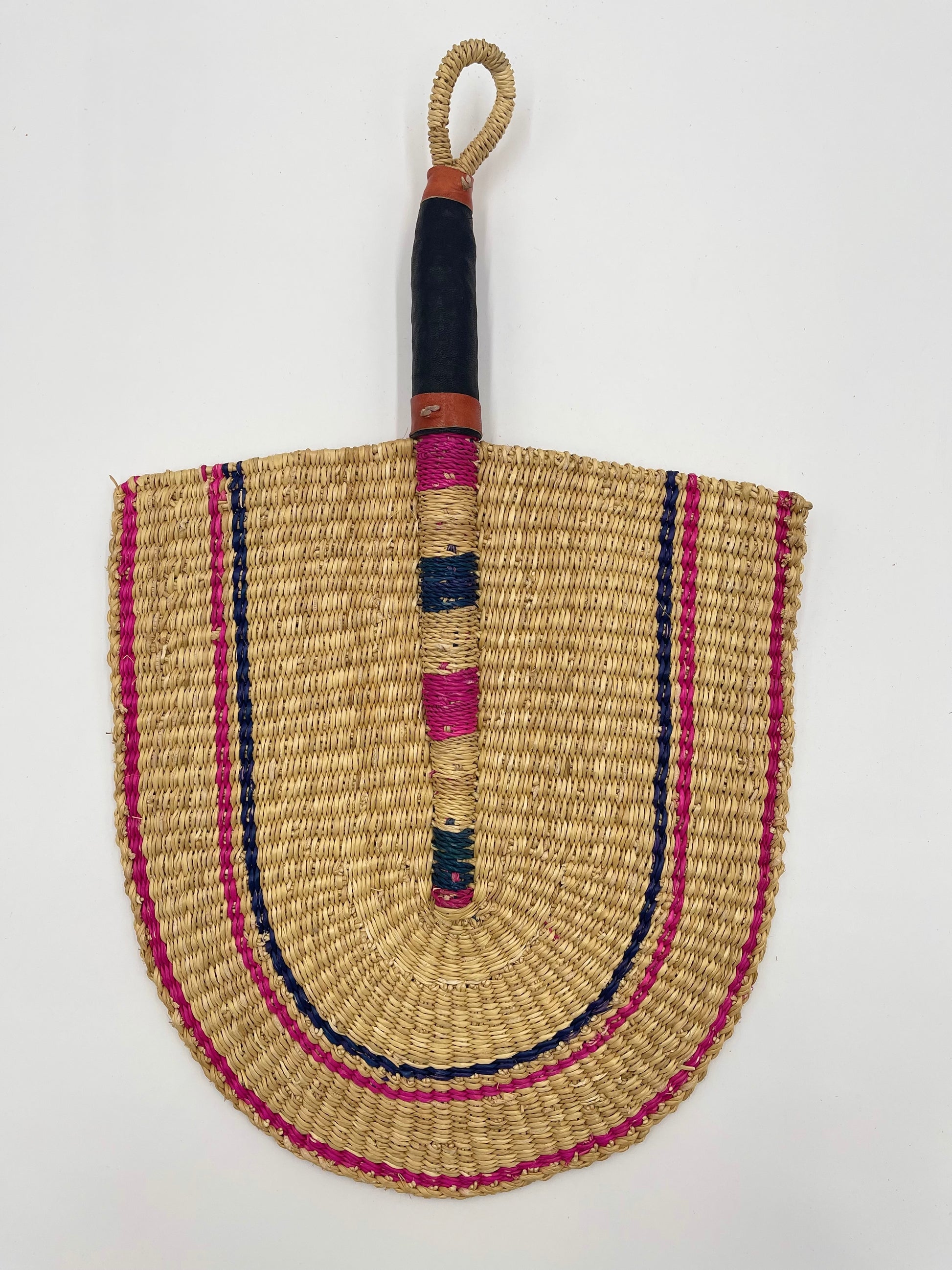 PINK NATURAL WOVEN AFRICAN FAN