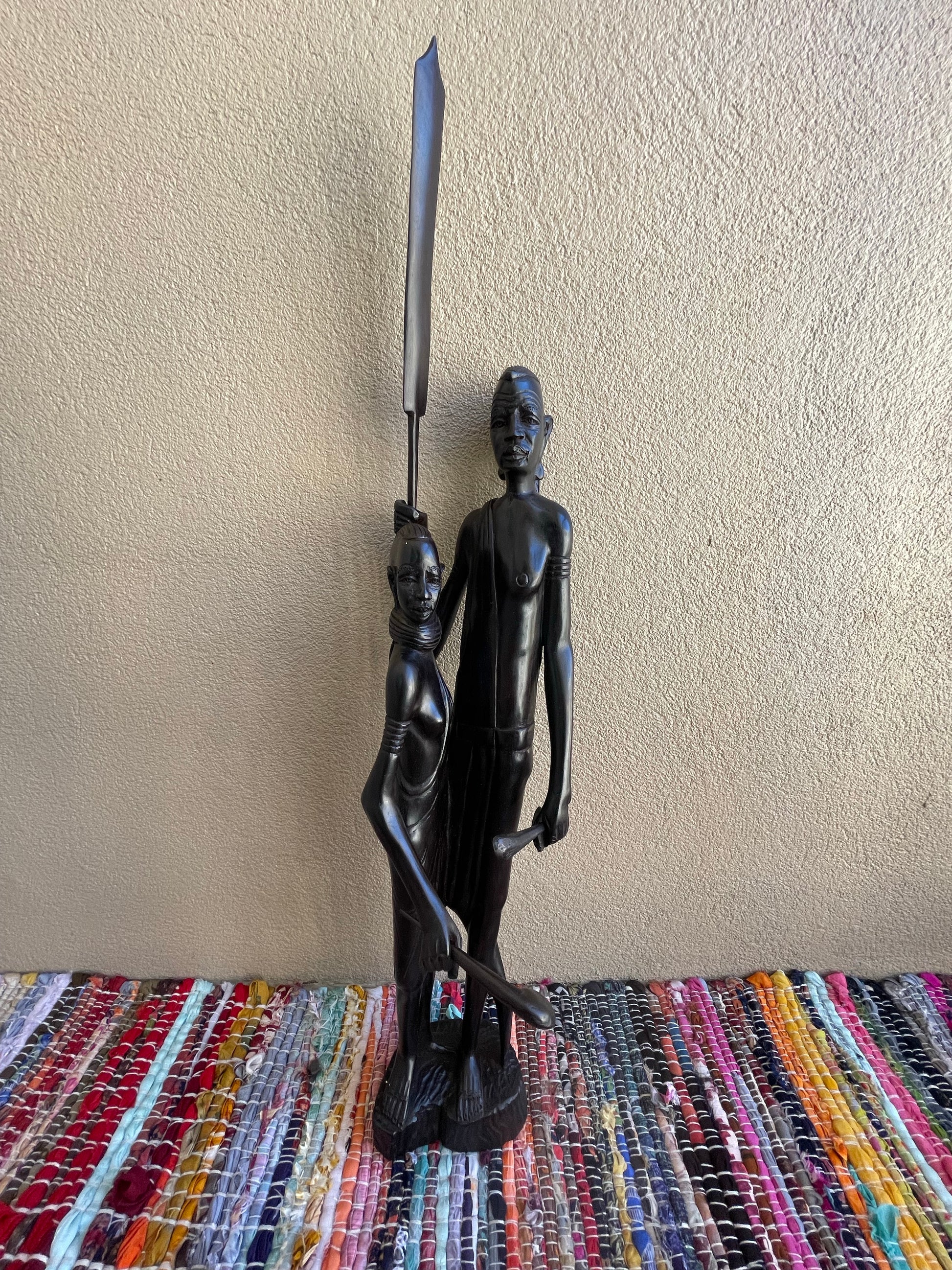 The Warrior Couple Statue in Ebony Wood